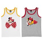 Disney Vest for Girls - Minnie Mouse Children's Tank Top Shirt White / Grey (Pack of 2), multicoloured, 7 Years