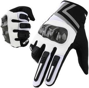 WTACTFUL Motorcycle Gloves for Men Women, Dirt Bike Gloves Full Finger Touchscreen Breathable for Riding Motocross Racing Cycling Bicycle Summer White M