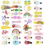 38Pcs Baby Girls Hair Clips, BetterJonny Colorful Hair Rainbow Accessories Cute Cartoon Fruit Dessert Barrettes for Toddlers Girl Teens Kids