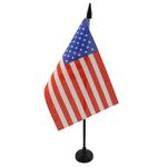 United States Table Flag 4'' x 6'' - USA - US - American Desk Flag 15 x 10 cm - Black plastic stick and base - AZ FLAG