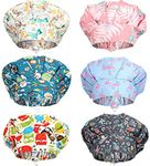 SATINIOR 6 Pieces Caps with Buttons Elastic Bouffant Turban, Nursing Surgical Cap Printed Scrub Working Hats with Sweatband Unisex Tie Back Hats Hair Covers