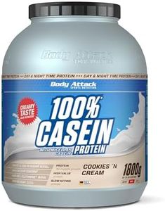 Body Attack 100% Caseine Proteine, Acides aminés-Proteines musculation, Low Carb - Prise de masse -Pour sportifs, athlètes et les personnes soucieuses de leur silhouette-1,8kg protein powder- cookies