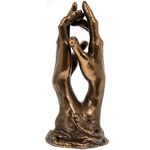 THORNE ANTIQUES AND COLLECTABLES Le Secret - Bronzed Hands Entwined Sculpture Inspired by Rodin, Bronze Idea