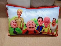 Blenzza Deco Velvet Motu Patlu Digital Print Baby Pillow (12 X 18 Inches), Multicolor