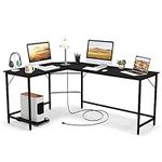 Giantex L-Shaped Desk with Power Ou