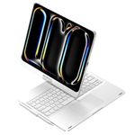 HENGHUI 360 Rotatable Touch Keyboard for iPad Pro 11 inch M4 2024 Backlight Keyboard with Trackpad, Bluetooth Foldable Keyboard Cover,Silver