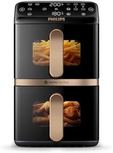 Philips 4000 Series Stacked Dual Basket Airfryer – 10L Capacity, 2x5L Baskets, RapidAir Technology, Sync Finish Timer, Ceramic Coating, 6 Presets, Space-Saving Design (NA462/70)