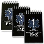 Medic Blue EMS Field Notebook, 3 Pack, 75 sheets (150 pages), 3" X 5", EMT Notepad, Medical EMT and Paramedic Gear and Supplies, EMS Field Guide, Pocket Size Notebook