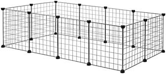 EUGAD Rabbit Run Playpen for Bunny Puppy Kitten Enclosure Exercise Fence DIY Black 12 Panels (35x35cm/Panel) 145x75x35cm