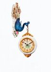 Frescorr Resin Analog Wall Clock Royal Designer - Dual Side Peacock Design For Home And Office Decor - 75 Cm Tall Multicolour