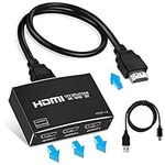 4K HDMI Splitter 1 in 3 Out, Aluminum HDMI Splitter 4K, 【Duplicate 3 Same Outputs,Not Extend】 Support 4K, 1080P, 3D, HDR for Xbox, PS5, PS4, PS3, Roku, Blu-Ray Player, Etc (3.9ft HDMI Cable Included)