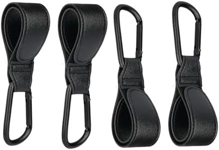 MAIHUO 4 Pack Pram Clips,Baby Stroller Hooks,Velcro Stroller Clips,Pram Shopping Hooks,Bag Clips,Black Pram Hooks,Multipurpose Hooks, for Hanging Bags and Shopping, Hanging Baby Diaper Bags