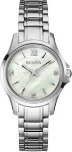 Bulova 96P152 - Reloj de Cuarzo para Mujer con Esfera de nácar, Esfera analógica y Pulsera de Acero Inoxidable Plateado