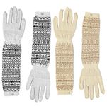 Footmate UV Sun Protection Hand Gloves Breathable Material Elbow Length Combed Cotton Spandex Lightweight Soft Long Winter Summer Driving Gloves For Women’s/Girls-Free Size- White - Biscuit -Pack 2