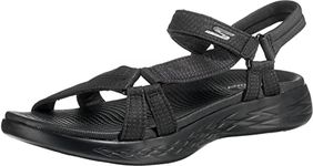 Skechers Womens On-the-go 600 Brilliancy Ankle Strap Sandals, Black Textile Trim, 7 UK