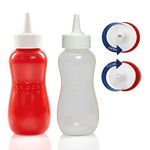 Gluman Squeezy Sauce Bottles with Twist Nozzle Cap 390ml, Food Grade Plastic Squeeze Condiment Bottle Set