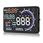 Arestech 5.5 inches A8 OBD2 Windshield HUD Head Up Display with Display RPM MPH Speeding Warning Fuel Consumption Temperature