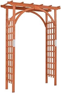 GYMAX Wood Arbor Arch, 85" Garden Archway Arch Lattice Trellis Pergola for Backyard Lawn Climbing Plants, Outdoor Ceremony Wedding Bridal Decor