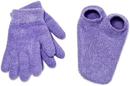NatraCure Moisturizing Gel Booties and Gloves Set - (for Dry Skin, Dry Hands, feet, Cracked Heels, cuticles, Rough Skin, Dead Skin, use with Your Favorite lotions) - 155/175-LAV/RET - Color: Lavender