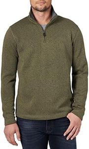 Wrangler Authentics Men's Long Sleeve Fleece Quarter-Zip, Olive Night, Large