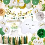 Baby Shower Decorations, Sage Green Baby Shower Decorations for Boys Girls with Sage Green and Gold Balloons Garland Kit