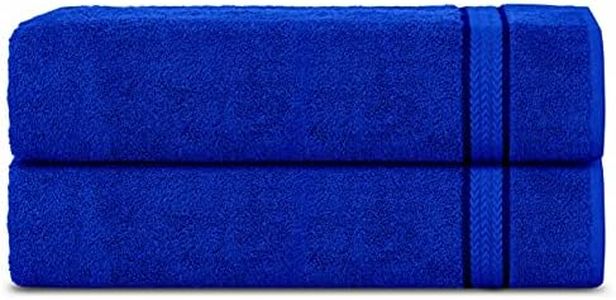 Sweet Needle Super Soft 2 pezzi grandi asciugamani da bagno 70x140 Blu reale, 580 GSM - 100% puro cotone Ringspun - Lussuoso rivestimento in rayon - Ideale per l'uso quotidiano