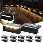 Solpex Solar Fence Lights Outdoor 12 Pack, Solar Step Lights Waterproof Led Solar Lights for Outdoor Stairs, Deck, Fence, Yard, Patio (Warm White,Black)