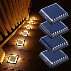Lacasa Solar Step Lights, 4-Pack 50LM 3000K Warm White LED Solar Deck Lights, Outdoor Solar Powered Step Lights, Light up All Night, IP68 Waterproof for Garden Stairs Ground Driveway Pathway
