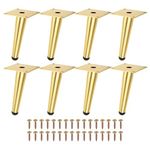 Uxcell 8PCS Metal Furniture Leg Replacement Couch Legs Cabinet Feet Gold Modern Furniture Legs DIY Sofa Feet with Screws for Cupboard Table （5 inch