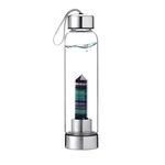 X-creative Natural Quartz Crystal Points Water Bottle Infuser Meditation Therapy Energy Bottle, Colorful Rainbow Fluorite Point