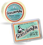 Gentleman Jon Luxe Shave Kit - Sandalwood Shaving Soap (2.25oz) & Alum Block in Plastic Case (3.7oz) - Ultimate Shaving Solution for Smooth, Soothing, and Razor Burn Relief