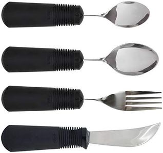 Adaptive Utensils. Norco Big Grips 4-Piece Weighted Utensil Set - 6 oz. Rocker Knife, Bendable Fork and (2) Spoons. Built Up Handle. Helps Parkinson’s, Spasticity, Arthritis and Limited Hand Control.