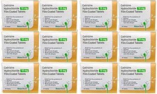 12 Months Supply Cetirizine Hayfever and Allergy Tablets 30 x 12 (30 x 2 in Each Box)