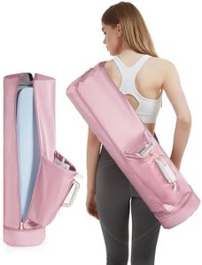 sportsnew Yoga Mat Bag, Full Zip Yoga Mat Carrier Bag with Drawstring Water Bottle Pocket Fits 40oz Tumbler with Handle & Bottom Wet Pocket, Yoga Mat Holder Bag for Women, Deep Pink