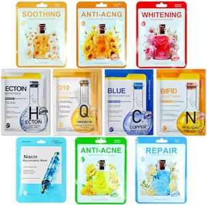 10 pièces Masques pour le visage aux hydratants et apaisants,Masques Tissu De Beauté,Pour La majorité Types de Peaux,Masque Hydratant Visage,Pour Peaux Sèches,Masque Hydratant Visage Nourrissants