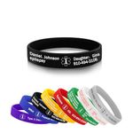 Medical Alert Bracelets Personalized Silicone Sport Emergency Wristband for Men and Women Custom Free Engraving Bracelet Unisex Waterproof ID Bracelet (Black)