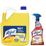 Lizol Disinfectant Surface & Floor Cleaner Liquid, Citrus - 5L & Kitchen Power Cleaner Liquid Spray - 450Ml | Kills 99.9% Germs | Cleans Stove, Chimney & Sink