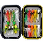 YAZHIDA Fly Fishing Flies Kit Fly Assortment Trout Bass Fishing with Fly Box, with Dry/Wet Flies, Nymphs, Streamers,Fly Poppers (pop21)