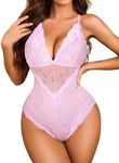 Avidlove Sexy Pink Lingerie Valentines Day Womens Lingeries Naughty Lace Body Suits One Piece Teddy