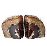 AMOYSTONE Agate Bookends for Shelf 