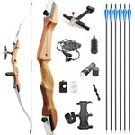 SHARROW Archery Takedown Recurve Bow and Arrows Set 66/68/70 inch Competition Athletic Bow 14-40lbs Longbow for Youth Adult Outdoor Training Shooting (28lbs/70, White)