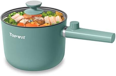 Topwit Hot Pot Electric, 1.5L Ramen Cooker, Portable Non-Stick Frying Pan, Electric Pot for Pasta, Steak, BPA Free, Electric Cooker with Dual Power Control, Over-Heating & Boil Dry Protection, Green