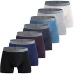 INNERSY Mens Trunks Underwear Fly Opening Boxer Shorts Stretchy Cotton Underpants Multi Pack 7 (L, Low-key colour)