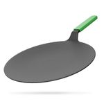 ESSPY 26cm/10inch Pre-Seasoned Cast Iron Roti, Chapati Tawa, Dosa Tawa with Silicon Handle, Dosa Kallu, Iron Tawa Pan, Cast Iron Cookware, Black