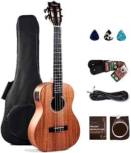 Caramel CB402 Baritone Electric Ukulele All Solid Mahogany Wood 30'' Professional Wood Ukelele Instrument Kit Small Hawaiian Guitar Beginner ukalalee Starter Pack Bundle Gig bag, Strap, String Set