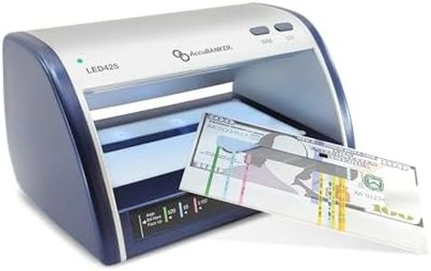 AccuBANKER Cash and Card Counterfeit Detector - LED425 with Most Advanced LED Technology, Compact Validator, Super Bright UV, Magnetic & Size Detection (LED425 with AccuSTAND)