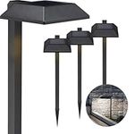 LampLust Black Solar Outdoor Lights Pathway - 4 Pack Stainless Steel Modern Solar Pathway Lights, Outdoor, Waterproof, Solar Garden Lights for Yard, Walkway, Driveway & Landscape Lighting, Auto On/Off