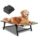 PetZen Folding Dog Bed Large Size and Medium Size with Towel (36x24x8 Inch) I Nylon Cooling Summer Bed for Dog I Elevated Dog Bed I Dog mat for Sleeping I Antislip and Waterproof | Multicolor