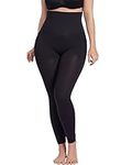 CURVEEZ Thigh Slimmers Shapewear for Women: Tummy Control Body Shaper, Butt Lift, Compression Sheer Leggings Footless Tights, Black, Medium