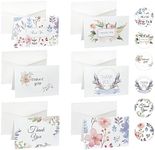 MAIHUO 12 Pcs Floral Thank You Cards Set,Thank You Cards Set, Wedding Lace Cards,Thank You Cards With Envelopes,12 Sheets Thank You Greeting Cards with Envelopes and Stickers,For All Occasions Cards ,Blank Greeting Cards And Envelopes